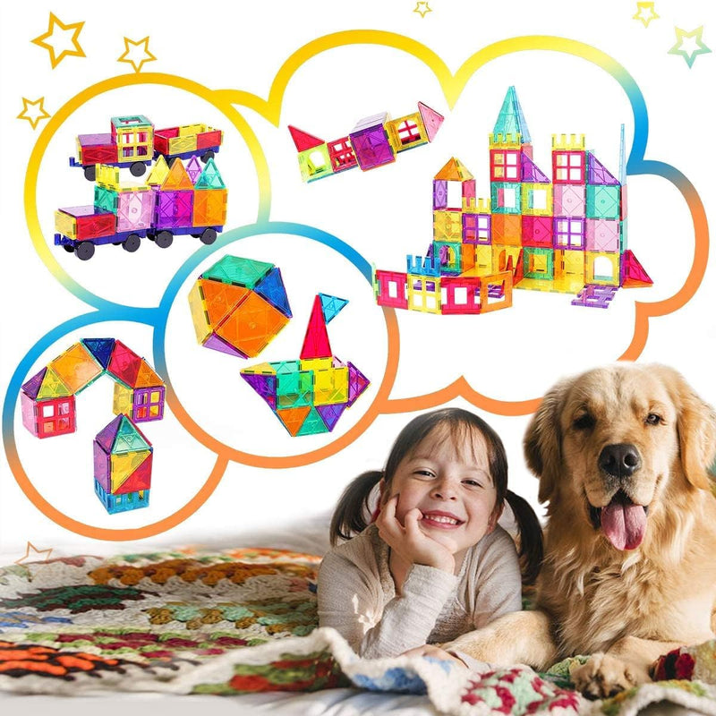 100pcs Magnetic Tiles Magnetic Building Blocks for Toddlers 3 4 5 6 7 Year Old Boys Girls Educational Magnet Blocks Christmas Birthday Gift Toys for Kids Ages 4-8 Sensory Toys 1-3