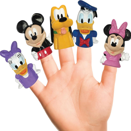 Disney Mickey Mouse & Friends 5-Piece Finger Puppet Set for Kids | Collectible Mini Characters for Imaginative Play, Educational Learning, Party Favors, and Bath Time Fun.