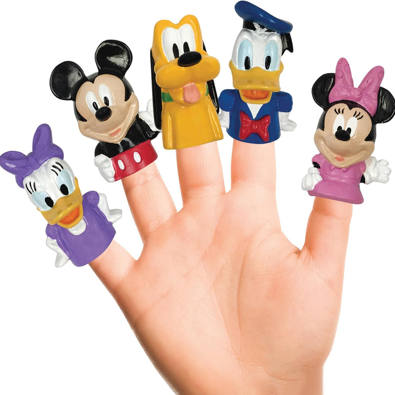 Disney Mickey Mouse & Friends 5-Piece Finger Puppet Set for Kids | Collectible Mini Characters for Imaginative Play, Educational Learning, Party Favors, and Bath Time Fun.