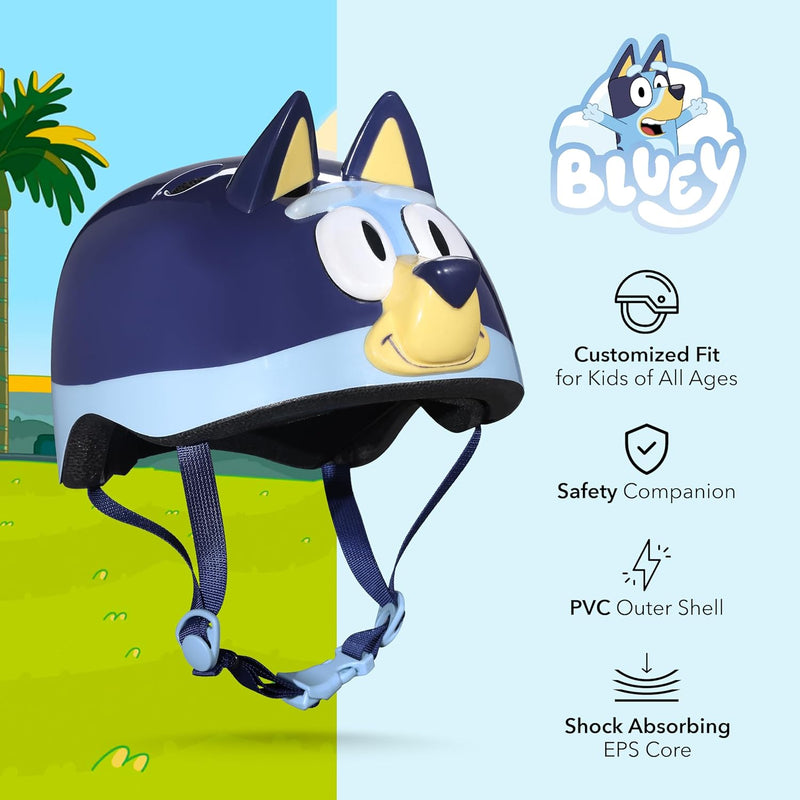 Bluey Kids Bike Helmet, Adjustable Fit, Safety for Cycling, Skateboarding, Scooters, Ages 5+
