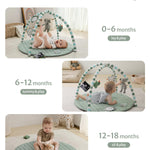 Blissful Diary Sage Green Baby Play Gym Mat with 6 Detachable Toys for Sensory & Motor Skill Development