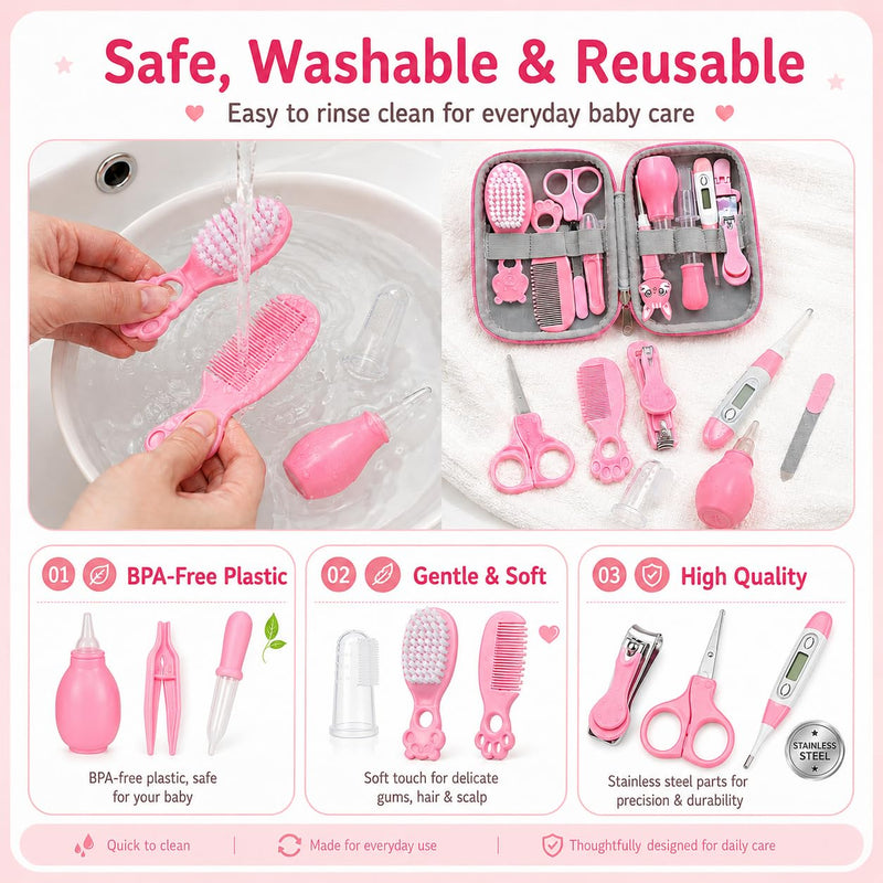 Baby Grooming Kit for Newborns, All-in-One Baby Care Essentials with Nail, Hair, Nasal and Temperature Care Tools for First-Time Parents Home and Travel Used