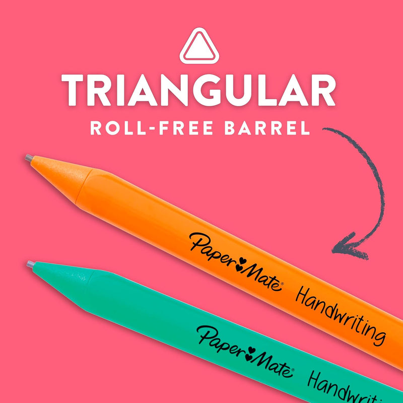 Paper Mate Handwriting Triangular Mechanical Pencils with Lead & Eraser Refills, 1.3mm, Fun Barrel Colors, 30 Count (6 Packs of 5) - Teacher Supplies, Learning to Write