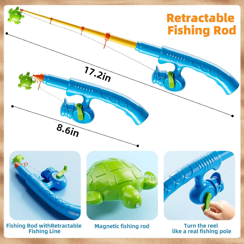 NIPLOOOW Magnetic Fishing Game Pool Toys for Kids 3-5, Water Table Bathtub Kiddie Party Toy with Pole Rod Net Plastic Floating Fish, Outdoor Toys for Boys Girls Kids Age 3 4 5 6 7 8 Year Old