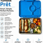 Yumbox Prêt Leakproof Stainless Steel Bento Lunch Box, Normandy Blue | Sandwich-Friendly Layout | Lightweight Design | Fits Most Lunch Bags | Dishwasher Safe (Top Rack)
