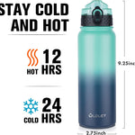 Oldley Insulated Water Bottle 20oz for Adults Kids Stainless Steel Water Bottles with Straw/Chug/Carabiner 3 Lids Fruit Strainer Double Wall Vacuum Wide Mouth BPA Free Leak-Proof for School Travel