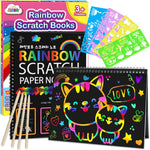 ZMLM 2-Pack Rainbow Scratch Notebook Art-Crafts Gift for Kids 3-12 Years Old