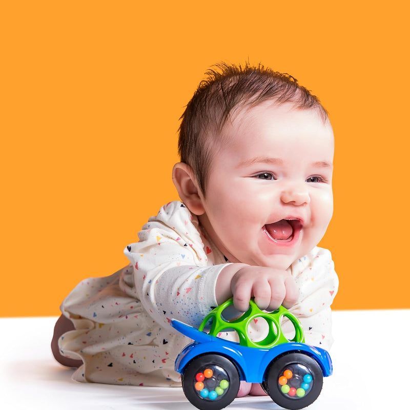 Bright Starts Oball Easy Grasp Rattle & Roll Sports Car Toy for Babies, 3 Months and up