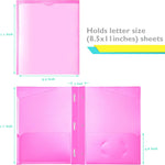 Heavy Duty Plastic Folders with Clear Front Pocket - 18PCS, 3 Pockets Folders with Prongs and Card Slot, for Letter Size Sheets, Bright Colors