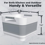 2.6 Gal Collapsible Baby Bottle Wash Basin with Drain Plug | Large 2.6 Gal Capacity, Comfort-Grip Handles, Folds Flat, BPA-Free PP and TPR, For Kitchen, RV, Camping, and Small Spaces