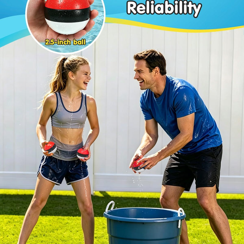 Reusable Water Balloons 12 Pcs, Refillable Self-Sealing Water Bombs, Quick Fill Silicone Water Balls for Kids, Non-Magnetic Splash Toys for Outdoor Summer Fun, Pool Beach Backyard Water Park Games