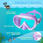 Kids Swim Mask 180° Snorkel Diving Mask, Anti-Fog Child Swim Goggles with Nose Cover No-Leak Swimming Goggles Anti-Shattered Lens for Youth 4-15