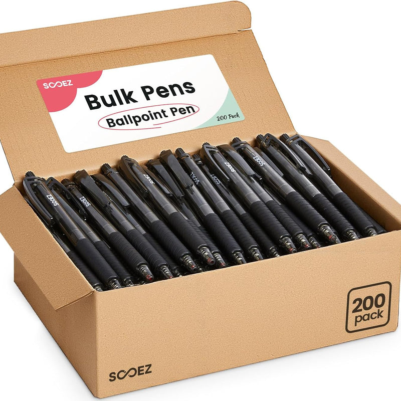 Sooez 40 Pack Bulk Pens Ballpoint, Smooth Writing Pens with Soft Grip, Retractable Black Ink Pens, Medium Point 1.0mm Pen for Journaling, Ballpoint Pen Office Supplies for Nurse, Server, Note Taking