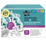 Tommee Tippee Advanced Anti-Colic Baby Bottle Set, Newborn 0m+ | 12 Pieces, 5oz & 9oz BPA Free Bottles, Slow & Medium Flow Breast-Like Nipples, Bottle Handles, Cleaning Brush