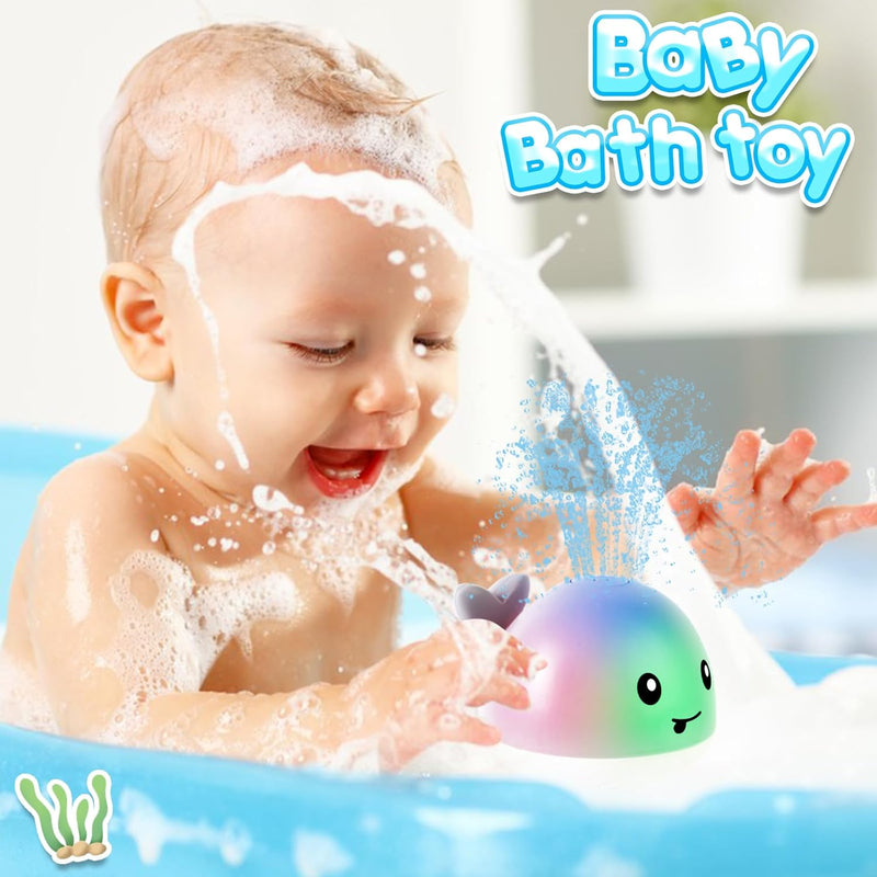 Anggiko Baby Bath Toy, Light Up Whale Sprinkler for Toddlers Ages 1-3, 6-12 Months Rechargeable Battery Toy Gift