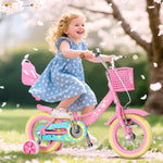XJD Girls 12-16 Inch Kids Bike with Training Wheels, Streamers, and Adjustable Seat