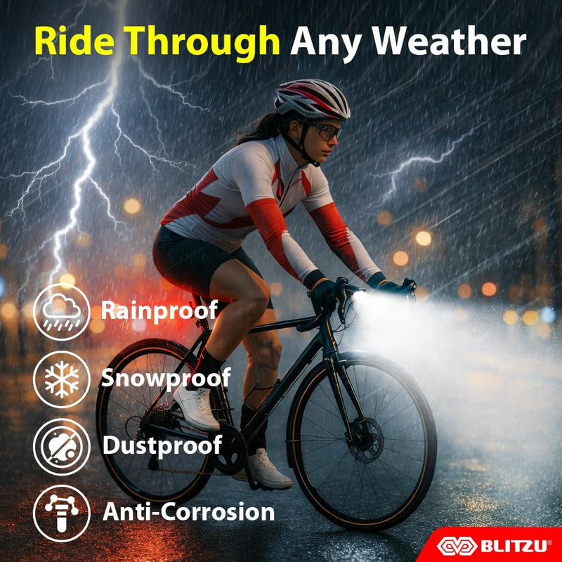 Water-Resistant Bike Light Set for Night Riding, USB Rechargeable Front and Rear Lights with Bell for Safety, 4+5 Modes for Men, Women & Kids