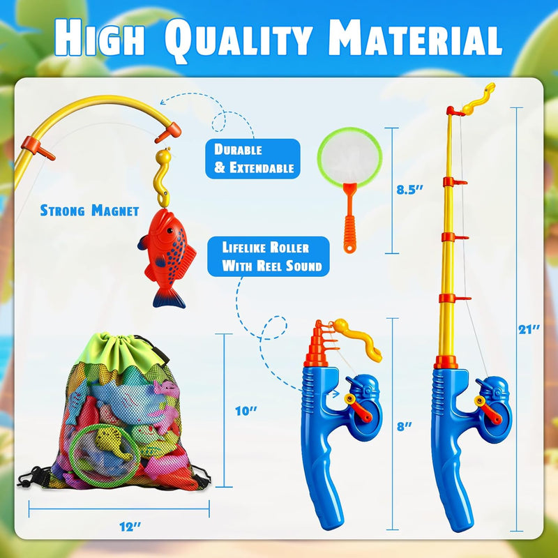 CozyBomB Magnetic Fishing Toys Game Set for Kids, Water Table Bathtub Kiddie Pool Party