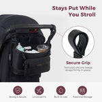 Momcozy Slim Stroller Organizer with 2 Insulated Cup Holders | Non-Slip Silicone Straps with Detachable Mini Pouch, Dense-Weave Parent Console, Fits UPPAbaby, Doona, Graco and More