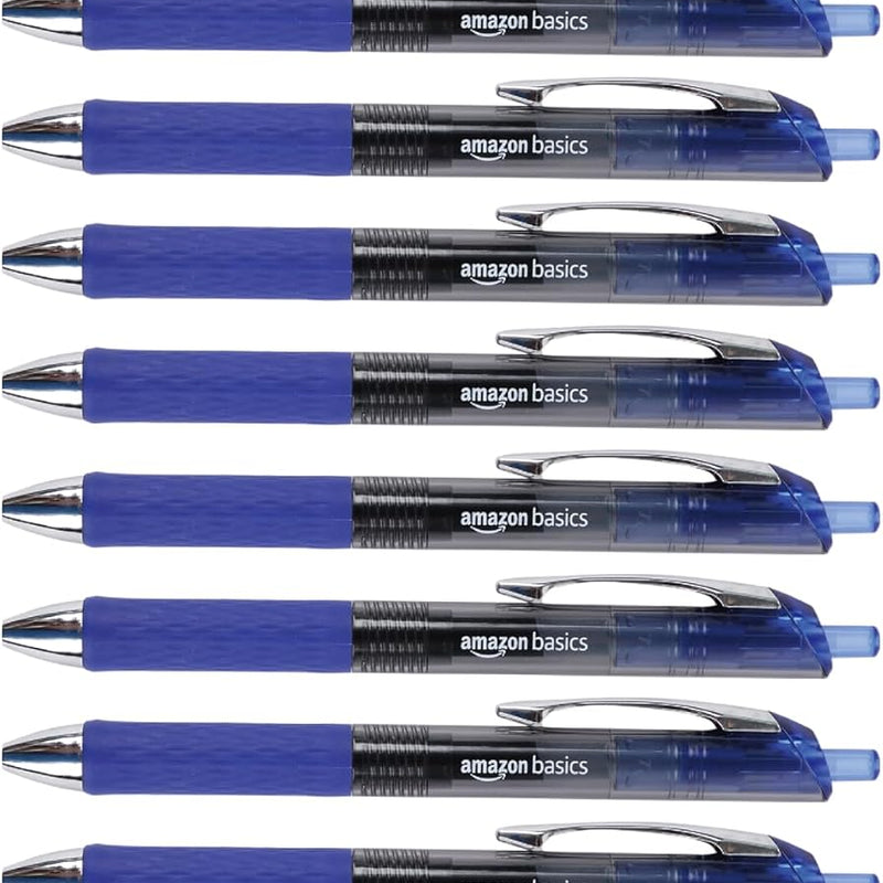 Amazon Basics Retractable Gel Pens, Fine Point 0.7mm, Smooth Writing, Black, No Smudge, School and Office Supplies, 12-Pack