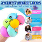 12 Pack Stress Balls for Adults, Cute Octopus Fun Squish Ball, Fidget Toys Bulk Squishy Squeeze Ball Set and Birthday Party Favors Toys for Kids