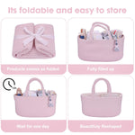 XUANGUO Pink Cotton Rope Baby Diaper Caddy Organizer Basket for Girls | Nursery Storage Bin, Portable Baby Tote Bag for Changing Table or Car, Baby Shower Gifts Bag, Newborn Essentials, Registry