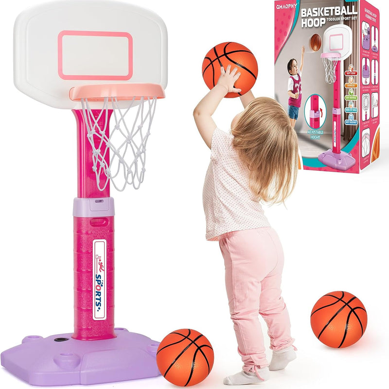 Adjustable Toddler Basketball Hoop Indoor for Kids Age 1-3 with 3 Balls and Mini Basketball Hoop