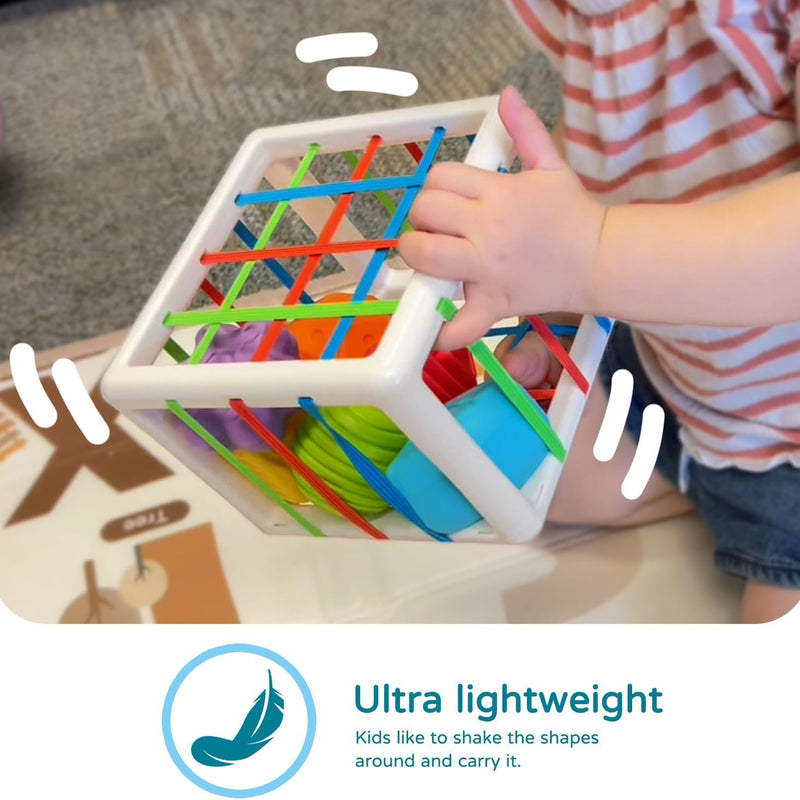 LiKee Montessori shape sorter toys for 1 year old, 6pcs multi sensory shapes, 12+ months developmental learning