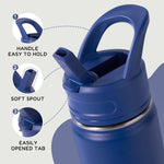 Fijinhom 12oz Kids Water Bottle for School, Toddler Water Bottles with Straws, Insulated Water Bottles for Boys&Girls, Stainless Steel Vacuum Insulated Bottle for Kids, Leak-Proof, BPA-Free, Blue