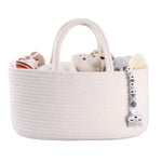 XUANGUO Pink Cotton Rope Baby Diaper Caddy Organizer Basket for Girls | Nursery Storage Bin, Portable Baby Tote Bag for Changing Table or Car, Baby Shower Gifts Bag, Newborn Essentials, Registry