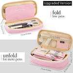 EASTHILL Big Capacity Pencil Pen Case Office College School Large Storage High Capacity Bag Pouch Holder Box Organizer Blue (Pink)