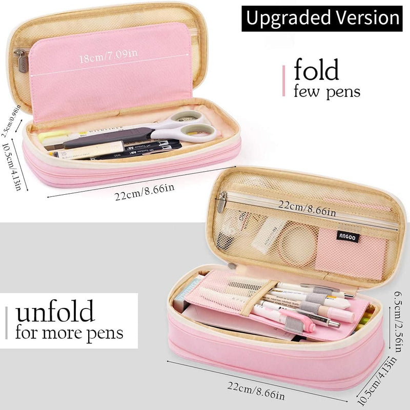EASTHILL Big Capacity Pencil Pen Case Office College School Large Storage High Capacity Bag Pouch Holder Box Organizer Blue (Pink)