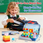 52 PCS Magnetic Blocks with Metal Box, 0.8in Mini Building Cubes Protable Travel Airplane Classroom Toys for Kids Ages 3+, STEM Educational Building Set for Toddlers Boys & Girls Birthday Gifts