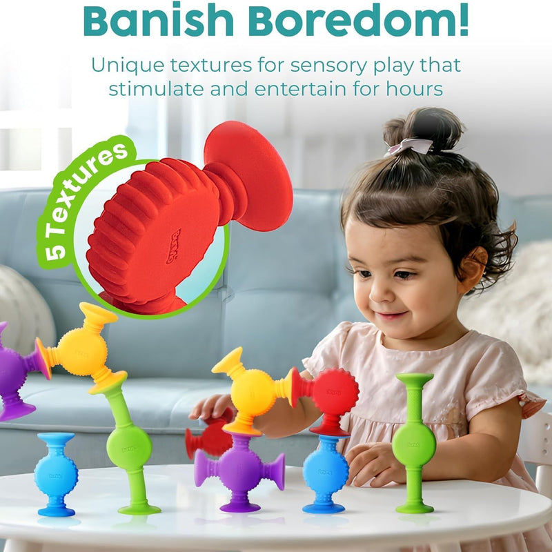 BUNMO Bath Toys Suction - Connect, Build, Create - Toddler Sensory Toys - Fine Motor Skills