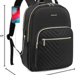 LOVEVOOK Laptop Backpack Purse for Women, Work Travel Computer Bags, College School Backpack for Student Girl, Quilted Casual Daypack with USB Port, Fit 15.6 Inch Laptop, Black