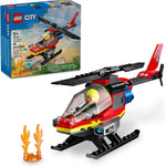 LEGO City Fire Rescue Helicopter Toy, Building Set with Firefighter Minifigure Pilot, Ages 5+, 60411