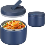 Pawtong 12oz Insulated Vacuum Food Jar with Buckle Lid Wide Mouth Soup Thermo for Hot Food Kids Leakproof Stainless Steel Lunch Container (Blue-Dinosaur)