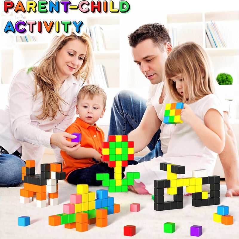 Apluses 54 PCS Magnetic Blocks, Magnetic Building Blocks for Toddlers 3+, Montessori Toys, Magnet Cubes, Preschool STEM Educational Sensory Magnet Toys for Kids Ages 3-5 Year Old Boys and Girls