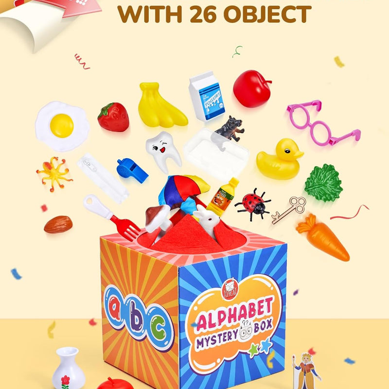joycat mystery alphabet box for kids, 26 pcs letters sorting matching game activities