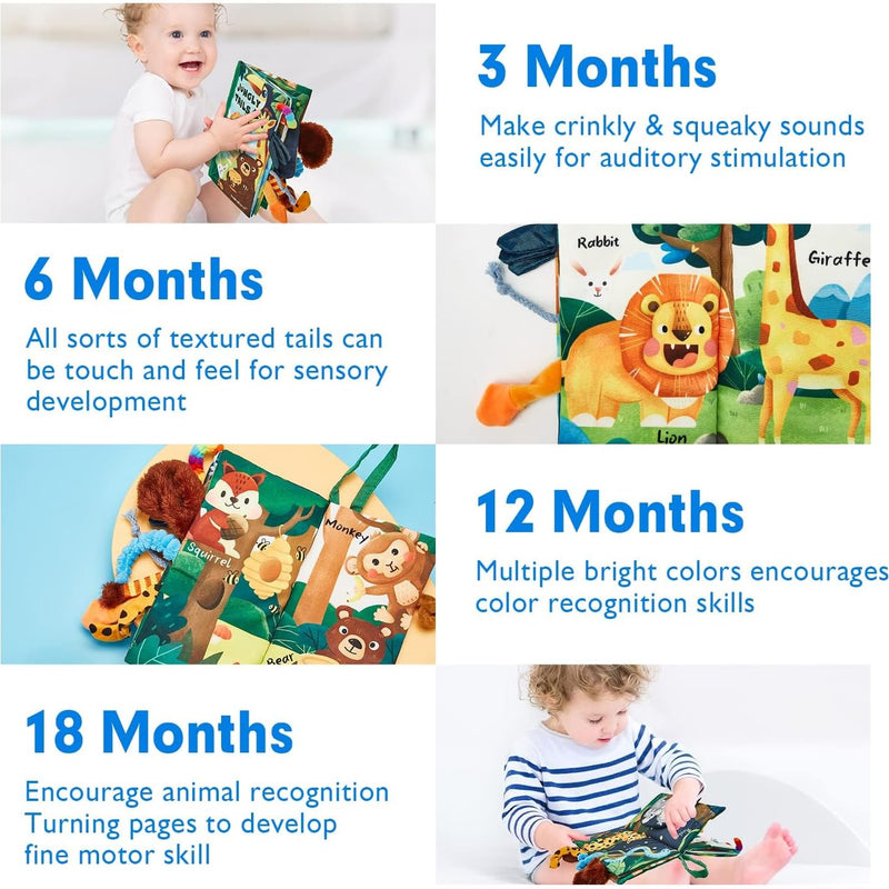 Hahaland Baby 0-6 Months Touch Feel Book, Sensory Toy for Tummy Time, Travel and Gifts for Boys and Girls