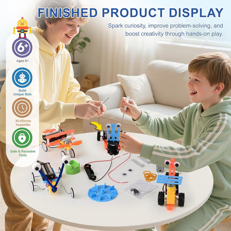 STEM Kit for Kids Ages 6-13, Robot Building Science Kit with 5 Robots to Build, DIY STEM Gift Toy