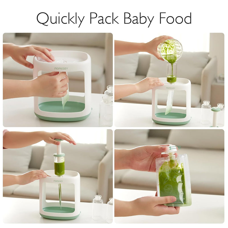 Momcozy Squeeze Station | Baby Food Maker,Pouch Filler for Homemade Baby Puree, BPA-Free, Dishwasher Safe, with Reusable Baby Food Pouches for Toddlers