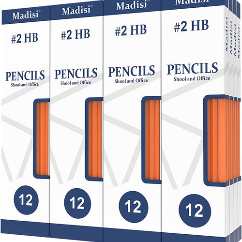 Madisi Wood-Cased #2 HB Pencils Bulk, 192 Count, Pre-sharpened | 16 Packs of 12-Count, Box of Pencil Set, Classroom Supplies, Yellow