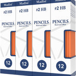 Madisi Wood-Cased #2 HB Pencils Bulk, 192 Count, Pre-sharpened | 16 Packs of 12-Count, Box of Pencil Set, Classroom Supplies, Yellow