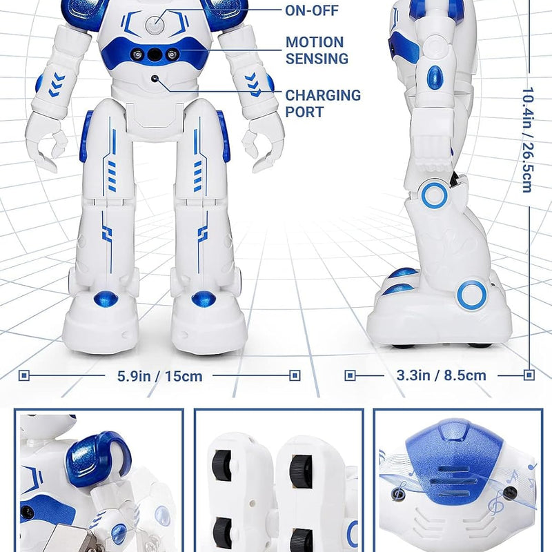 KingsDragon RC Robot, Programmable Remote Control Smart Robot for Kids, Ages 3-8, Gesture Control, LED Lights