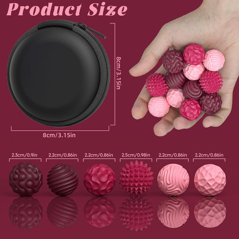 Silicone Magnetic Balls, Fidget Toys for Adults & Teens, 6PCS Stress Balls Sensory Toy, Quiet Magnet Desk Fidgets with Textured, ADHD Anxiety Relief Items, Fun Stocking Suffers Gifts (Red)
