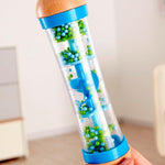 Hape Beaded Raindrops | Mini Wooden Musical Shake & Rattle Rainmaker Toy, Blue, Model Number: E0328B