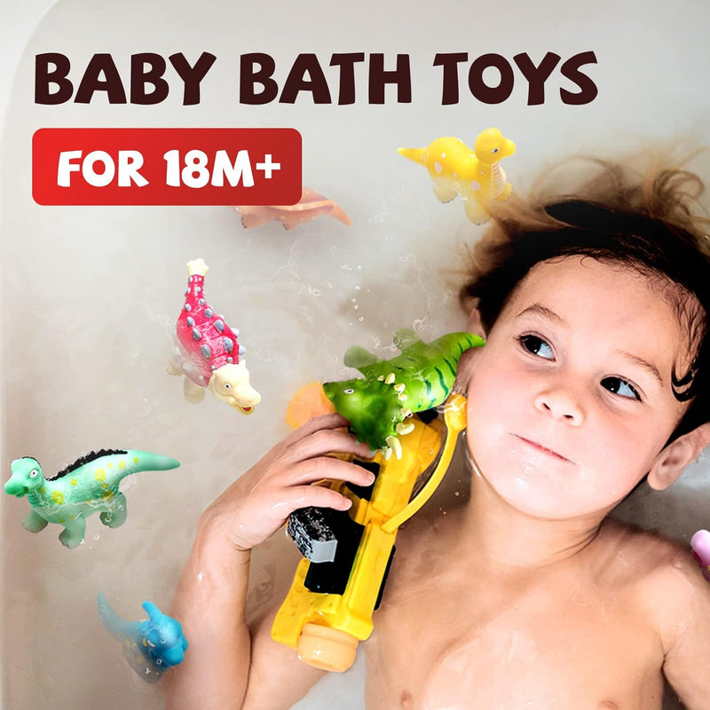 Hely Cancy Dinosaur Bath Toys for Toddlers: No-Hole Design, Floating Fun in the Tub