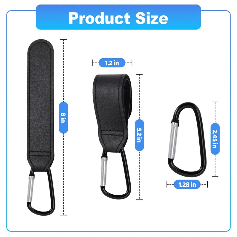 4 Pack Stroller Hooks, Non-Slip Carabiner Clips for Baby Stroller | Adjustable Stroller Hooks Hold Diaper Bags & Purses. Universal Carabiner Clips Fit Strollers, Bikes, Wheelchairs and Walkers