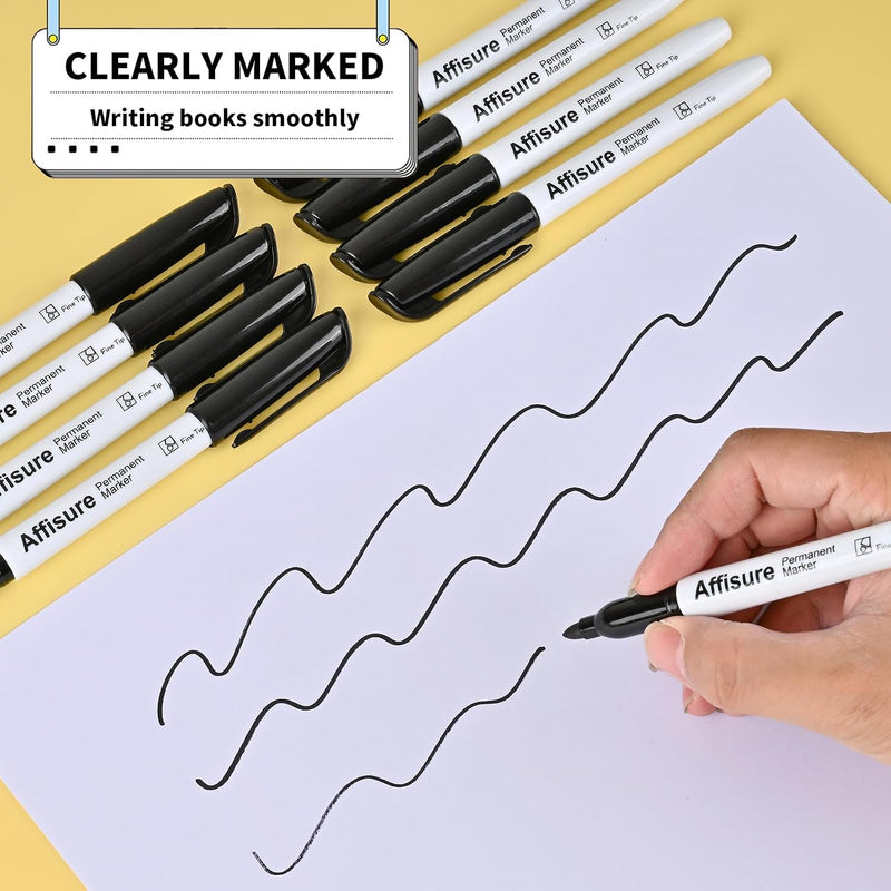 Permanent markers, 100 packs permanent markers bulk, quick dryingin one second, waterproof, smooth, noteasy to erase, durable, can be markedon glass, tiles and cloth, office supplies